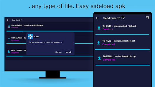 واجهة تطبيق Send Files to TV على شاشة التلفاز